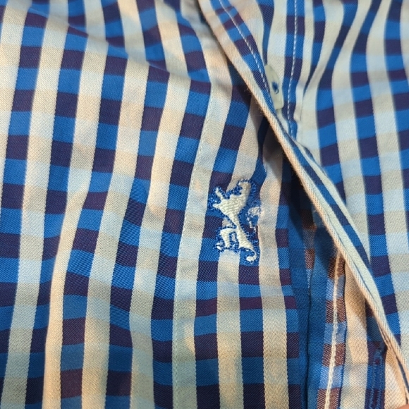 Bugatchi Blue and Brown Casual Button Down Shirt - Picture 7 of 16